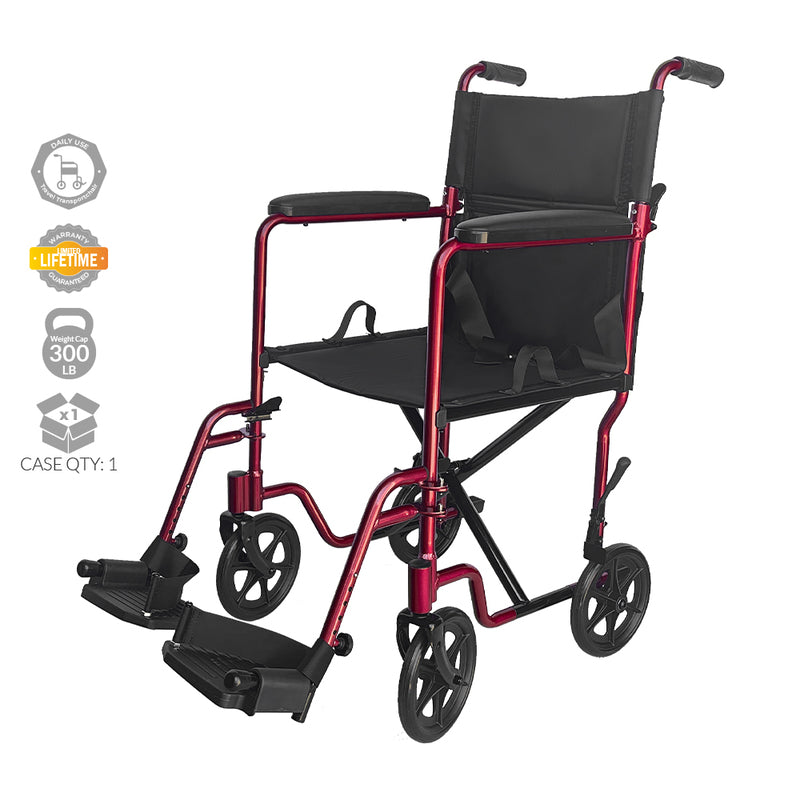 Red Light Weight Transport Chair
