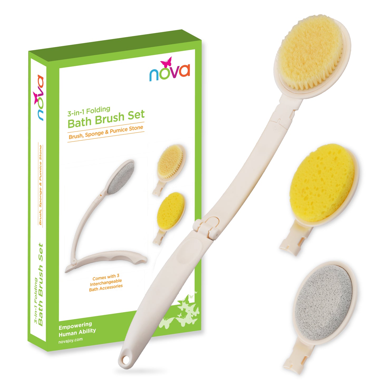 Foldable 3-1 Bath Brush Set | Nova Medical Products