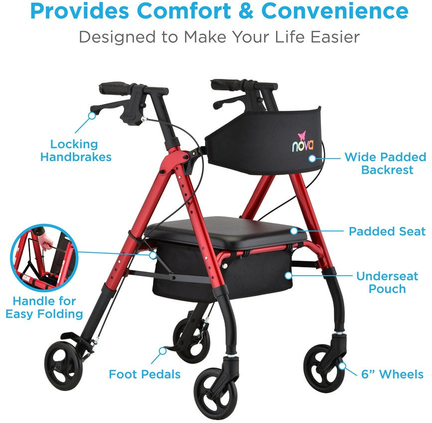 Star 6 Wide Rollator Pink