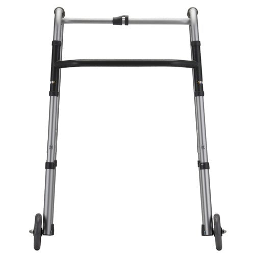 Adult Folding Walker with 5 Inch Wheels and Single Button Release