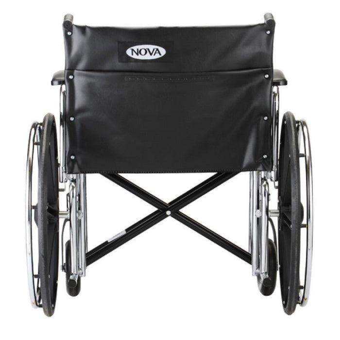 24 Inch 5241 Steel Wheelchair with Detachable Full ArmsSwing away footrests