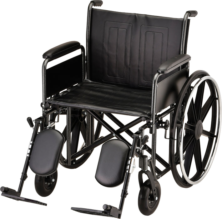 22 Inch 5221 Heavy Duty Steel Wheelchair with Detachable Full Arms