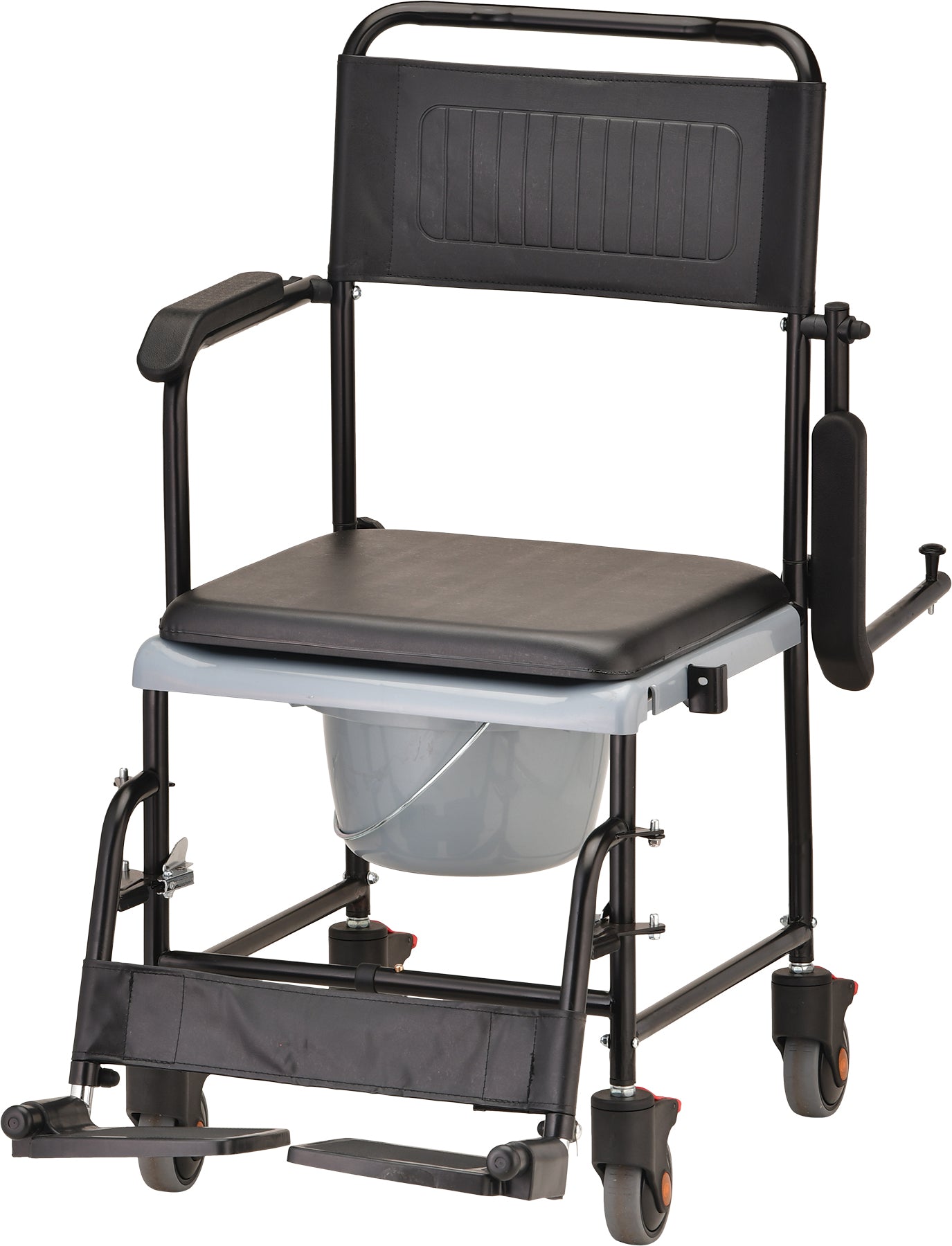 Drop-Arm Transport Chair Commode