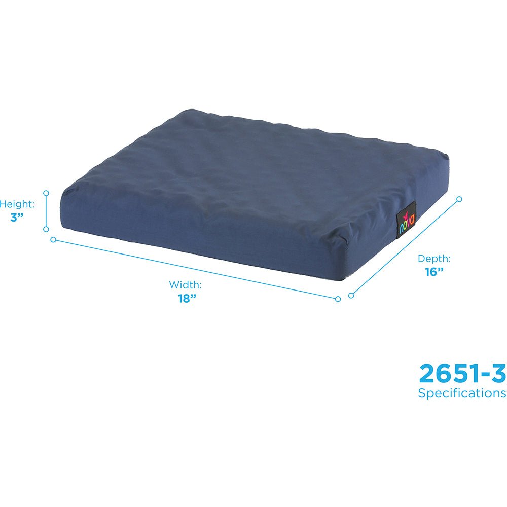 3" Convoluted Foam Cushion with Cover For 18" x 16" Wheelchair