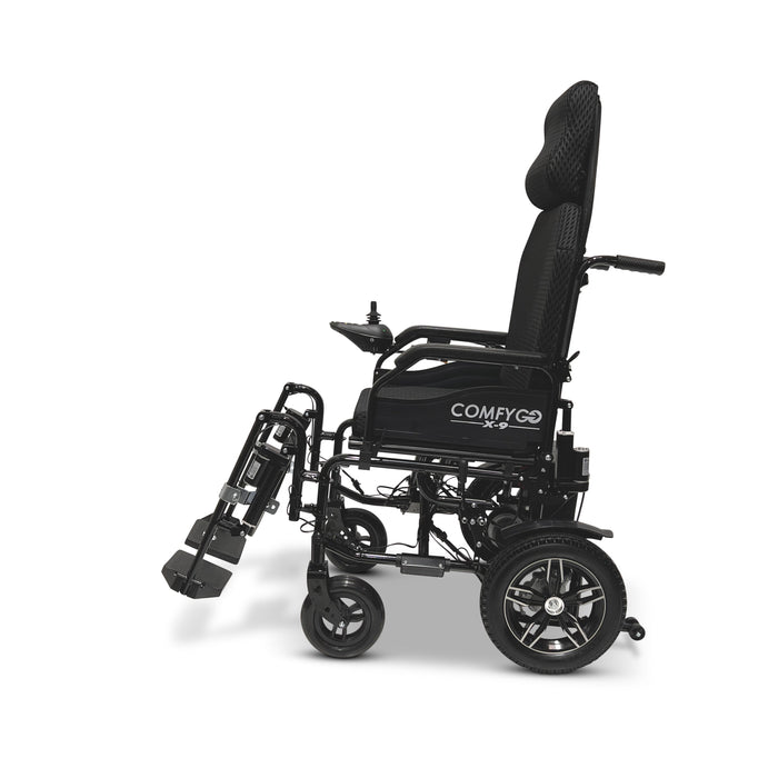X-9 Remote Controlled Electric Wheelchair with Automatic Reclining Backrest and Lifting Leg RestsBlackUpto 10+ Miles (12AH li-ion Battery)