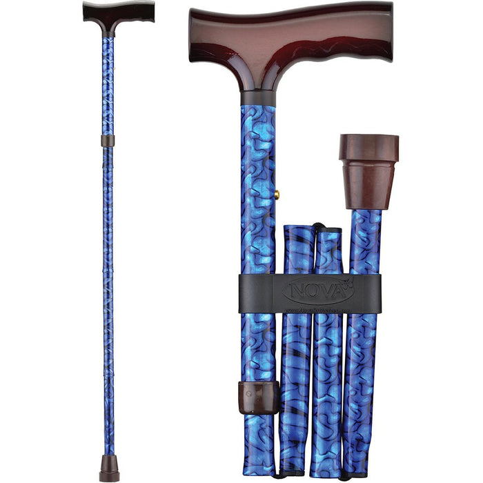 Folding Cane with Wood Grip HandleButterflies