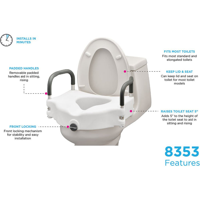 Nova-8353-Retail Raised Toilet Seat with Detachable Arms
