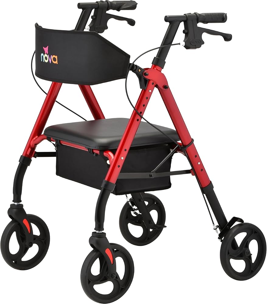Star 8 DLX Wide Rollator Red