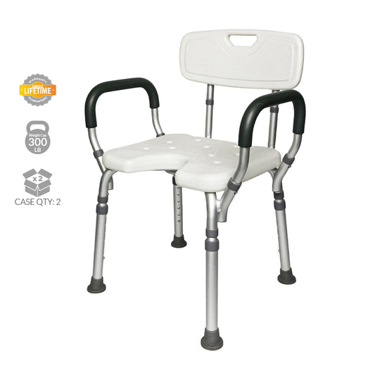 Shower Chair with Arms & Back U-Shaped Hygienic Cut-out