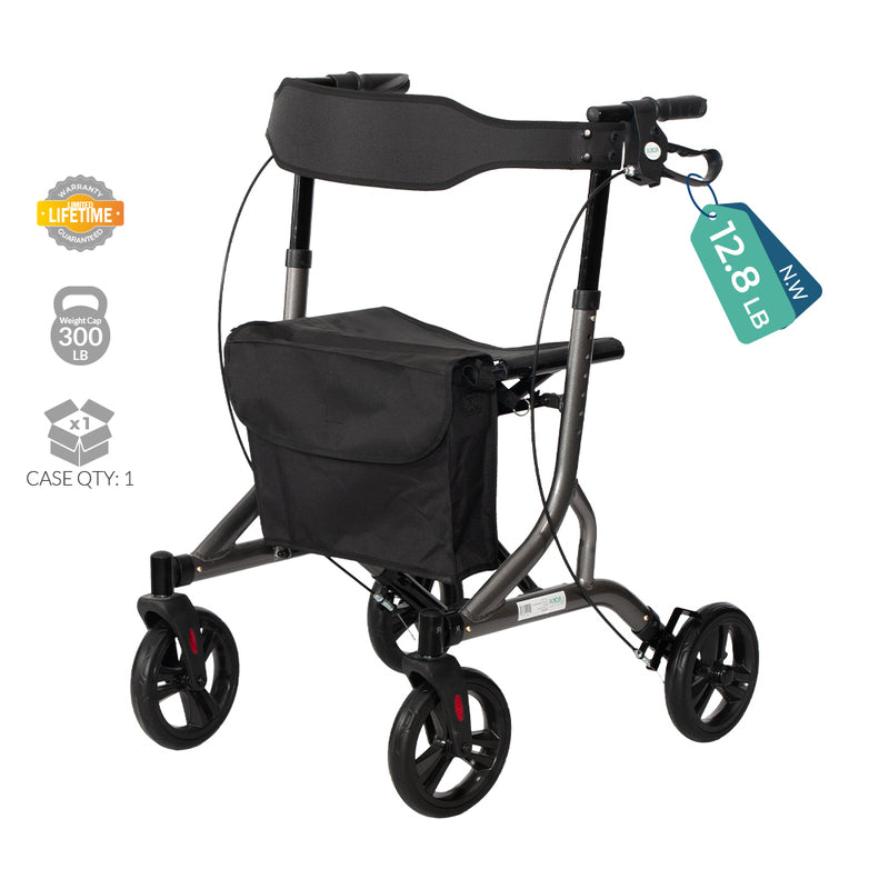 OmniX 8" Side Folding Rollator (Grey)