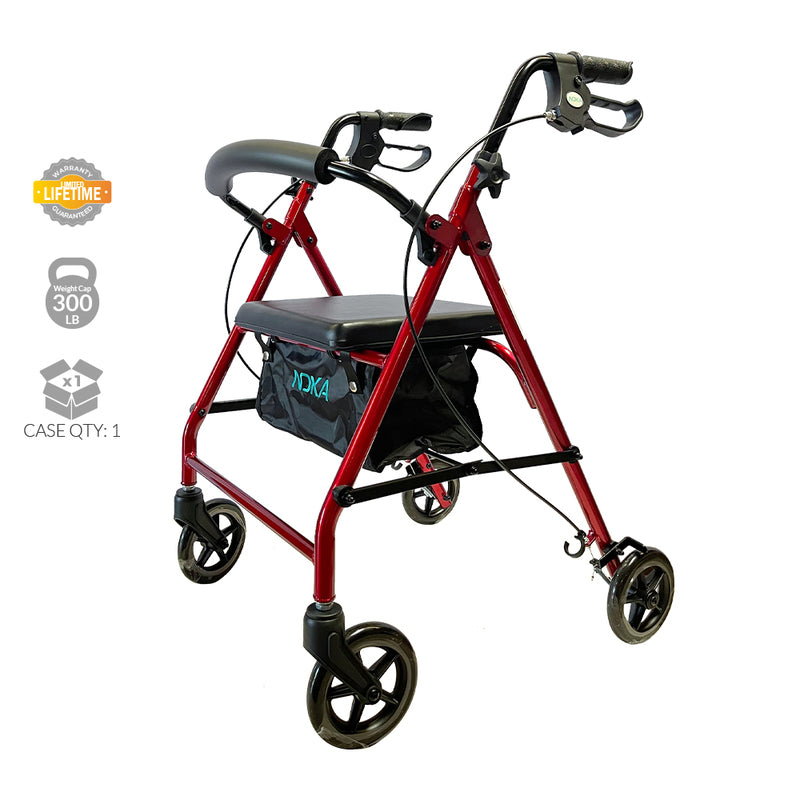 RollaLite 6" Aluminum Rollator (Red)