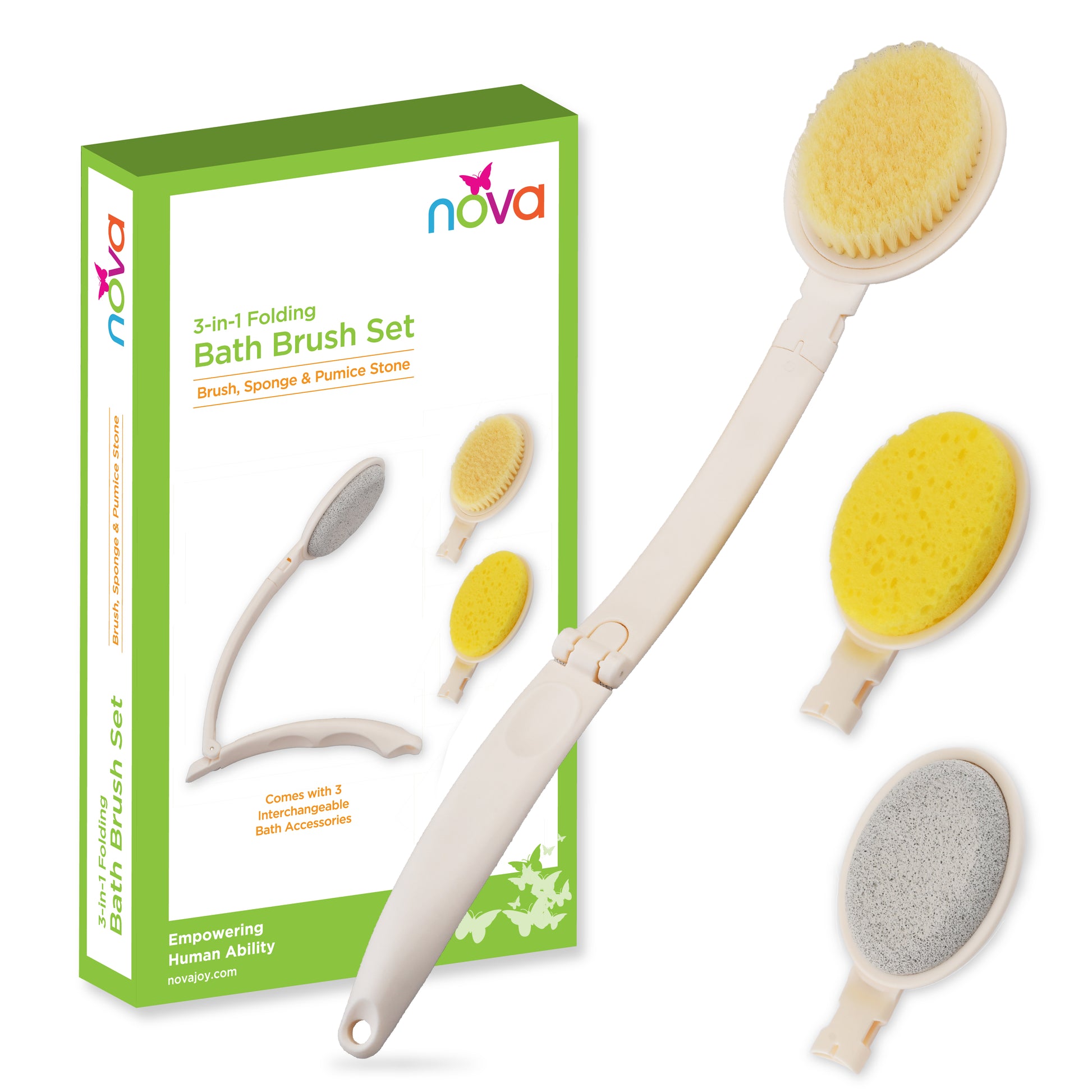 Foldable 3-1 Bath Brush Set | Nova Medical Products