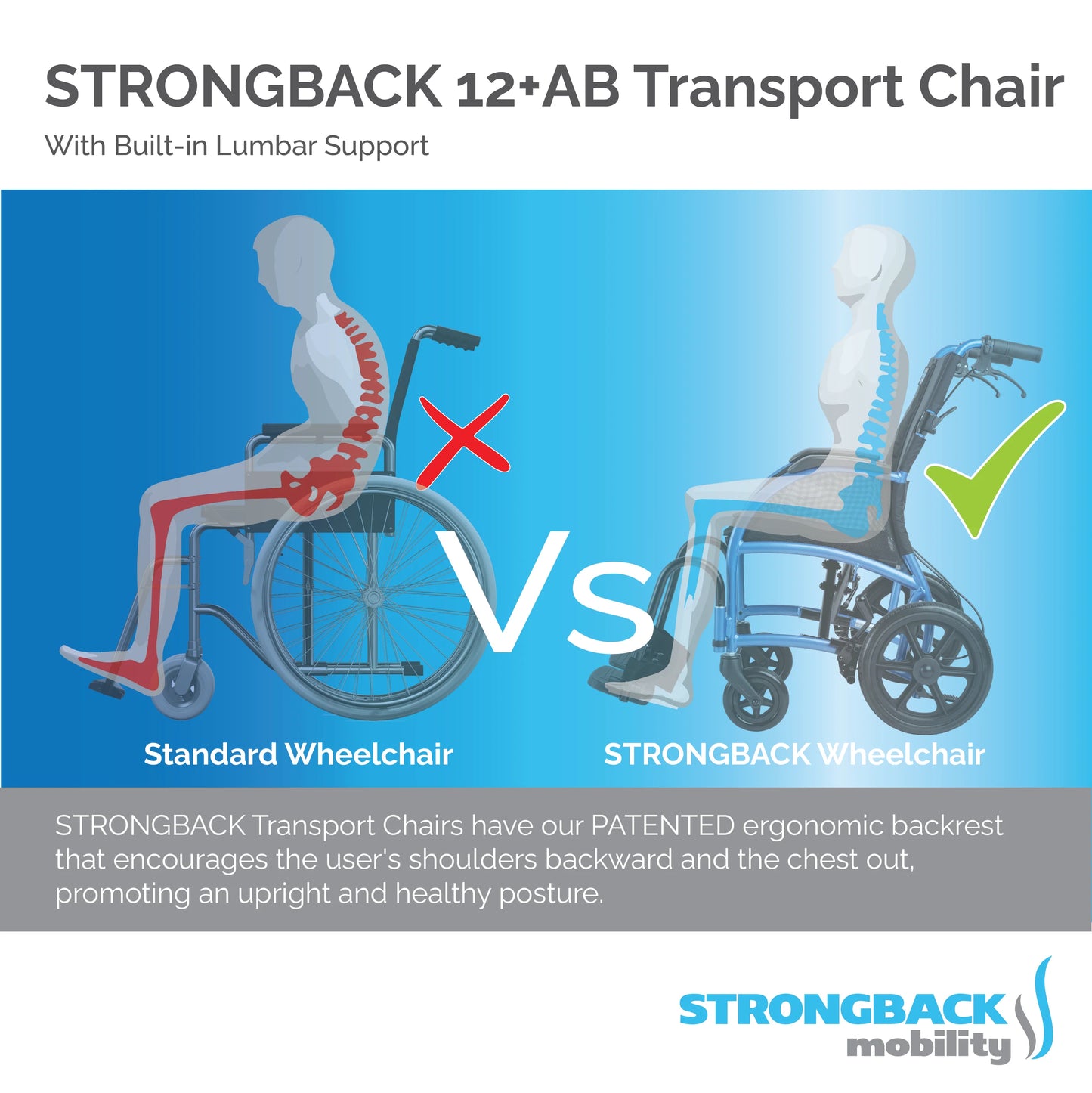 STRONGBACK Excursion 8 Transport Wheelchair