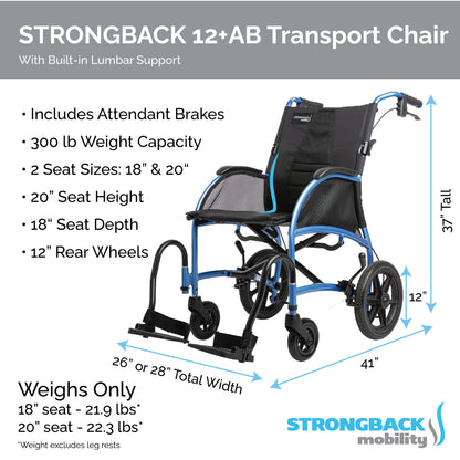 STRONGBACK Excursion 8 Transport Wheelchair