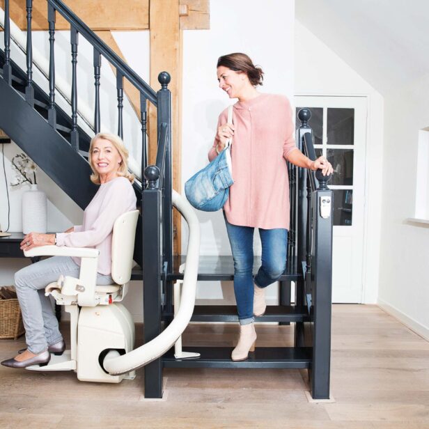 Handicare FreeCurve Curved Stairlift in home setting
