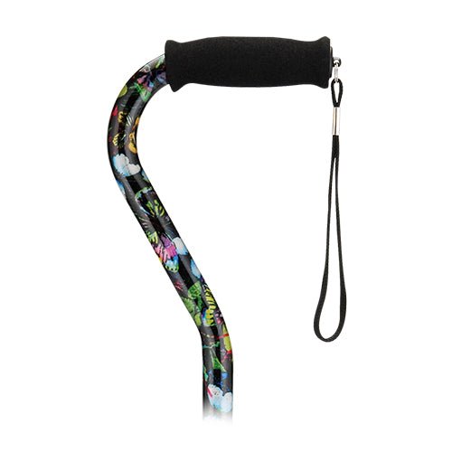 Walking Cane with Offset HandleButterflies
