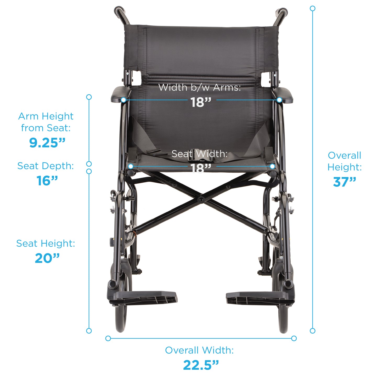19 Inch Ultra Lightweight Transport Chair