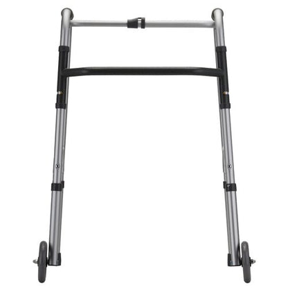 Adult Folding Walker with 5 Inch Wheels and Single Button Release