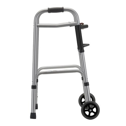 Petite Folding Walker with 5 Inch Wheels and Two Button Release
