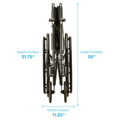 16 Inch 5060 Steel Wheelchair with Fixed ArmsSwing Away Footrests