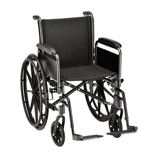 16 Inch 5160 Steel Wheelchair with Detachable ArmsSwing Away Footrests