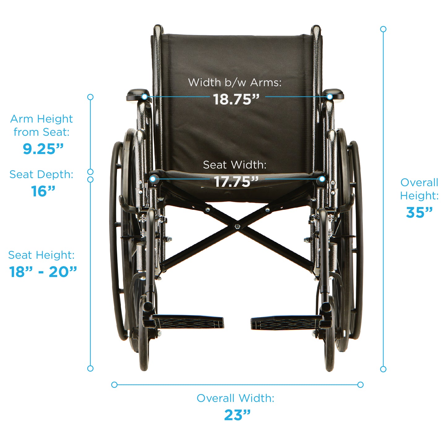 18 Inch 5180 Steel Wheelchair with Detachable ArmsSwing Away Footrests