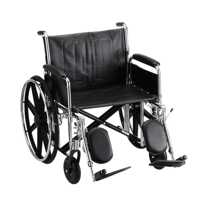 24 Inch 5240 Heavy Duty Steel Wheel Chair with Detachable ArmsElevating Leg Rests