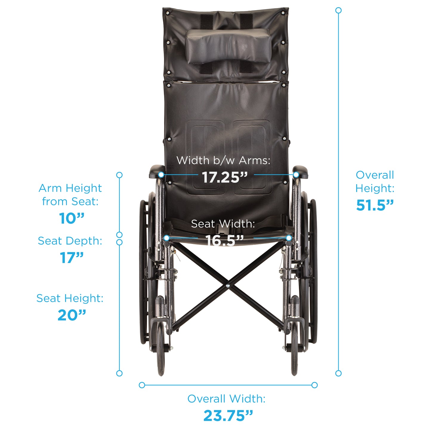 16 Inch 6160S Reclining Wheelchair