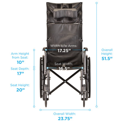 16 Inch 6160S Reclining Wheelchair