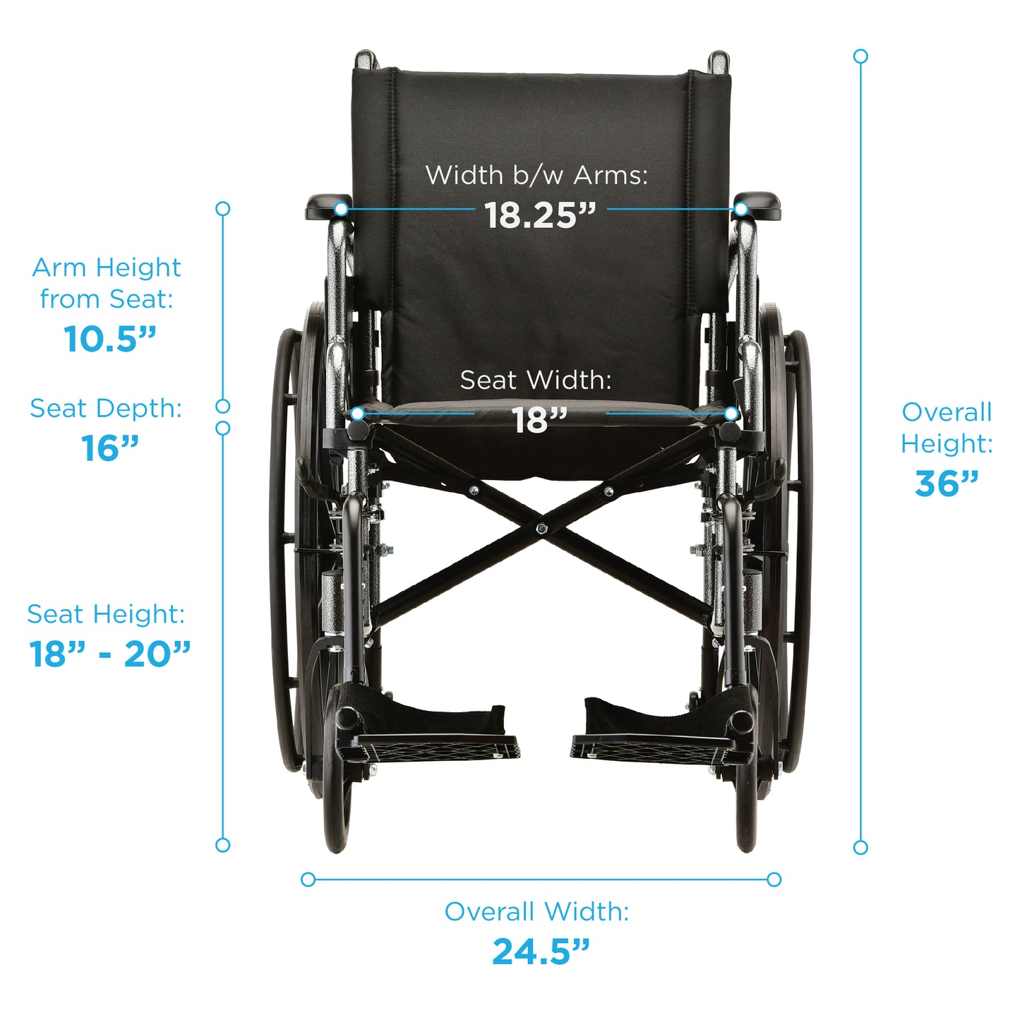 18 Inch 7180 Lightweight Wheelchair with Desk ArmsSwing Away Footrests