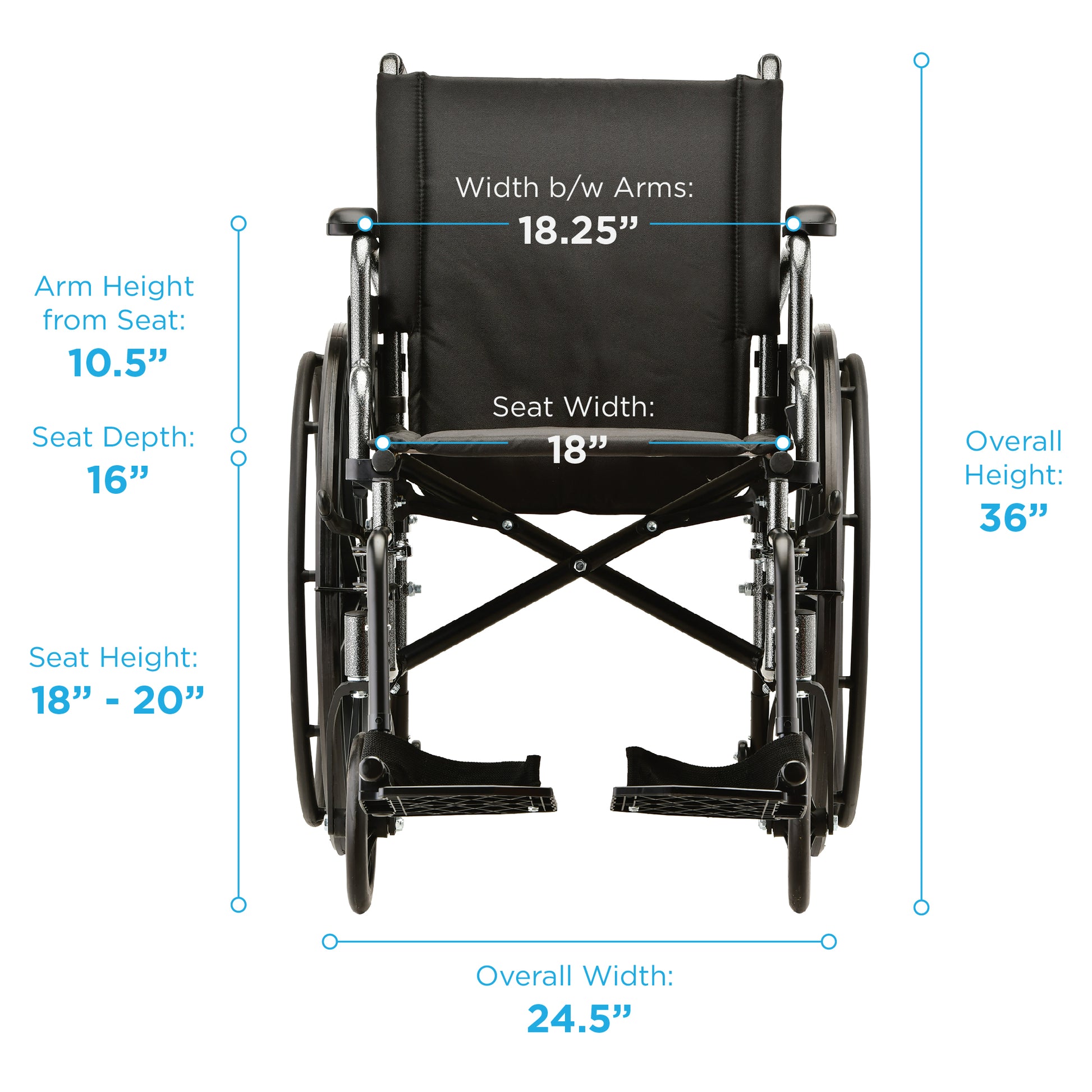 18 Inch 7180 Lightweight Wheelchair with Desk ArmsSwing Away Footrests