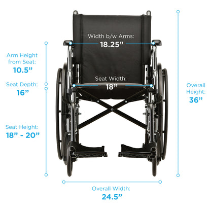 18 Inch 7180 Lightweight Wheelchair with Desk ArmsSwing Away Footrests