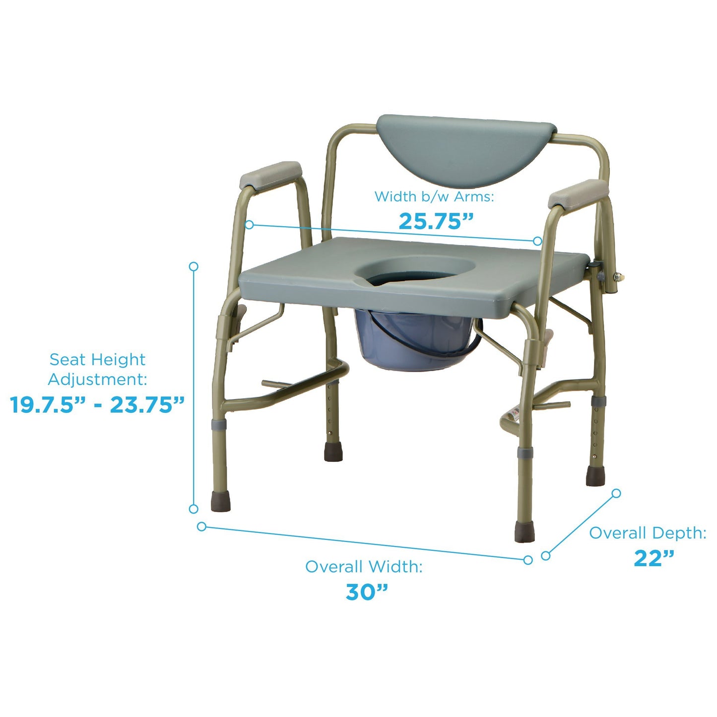 Heavy Duty Commode with Drop-Arm and Extra Wide Seat