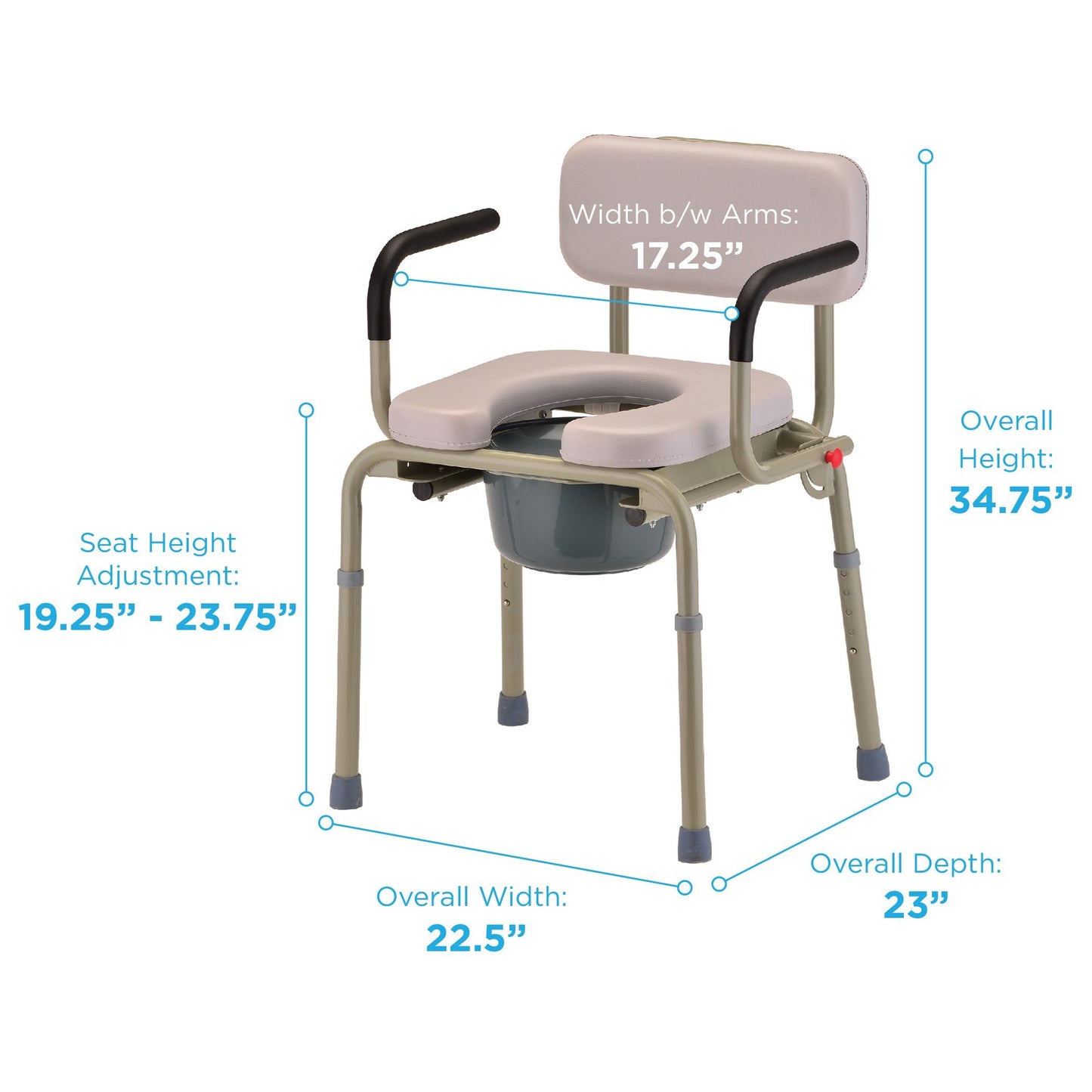 Padded Drop-Arm Commode