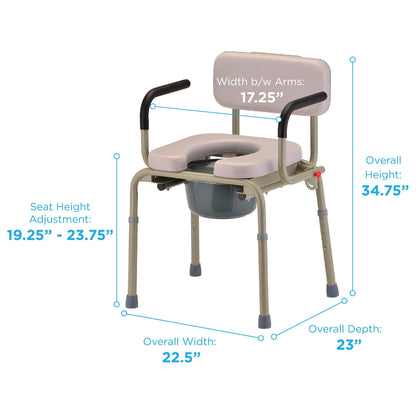 Padded Drop-Arm Commode