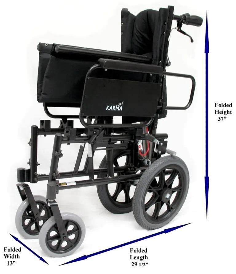 KM5000 Lightweight Reclining Transport Wheelchair with Removable Desk Armrest