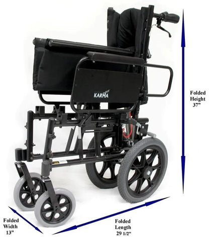 KM5000 Lightweight Reclining Transport Wheelchair with Removable Desk Armrest