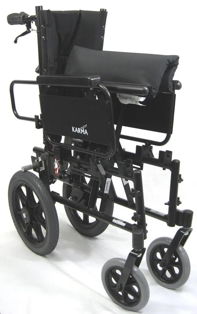 KM5000 Lightweight Reclining Transport Wheelchair with Removable Desk Armrest