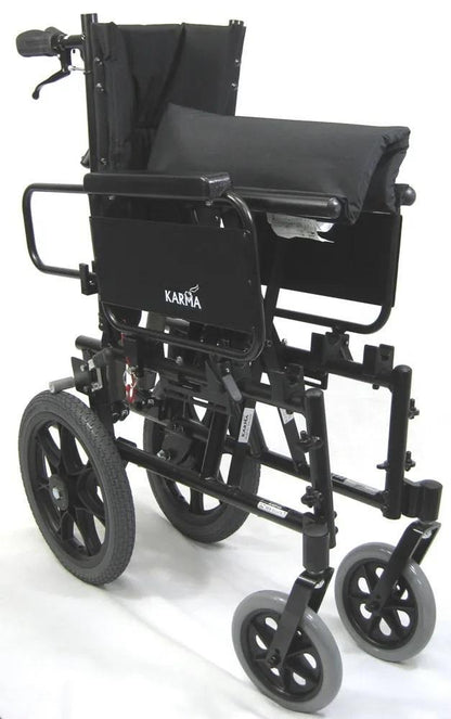 KM5000 Lightweight Reclining Transport Wheelchair with Removable Desk Armrest