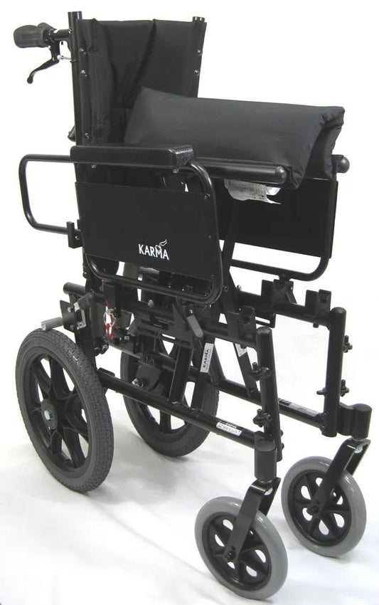 KM5000 Lightweight Reclining Transport Wheelchair with Removable Desk Armrest