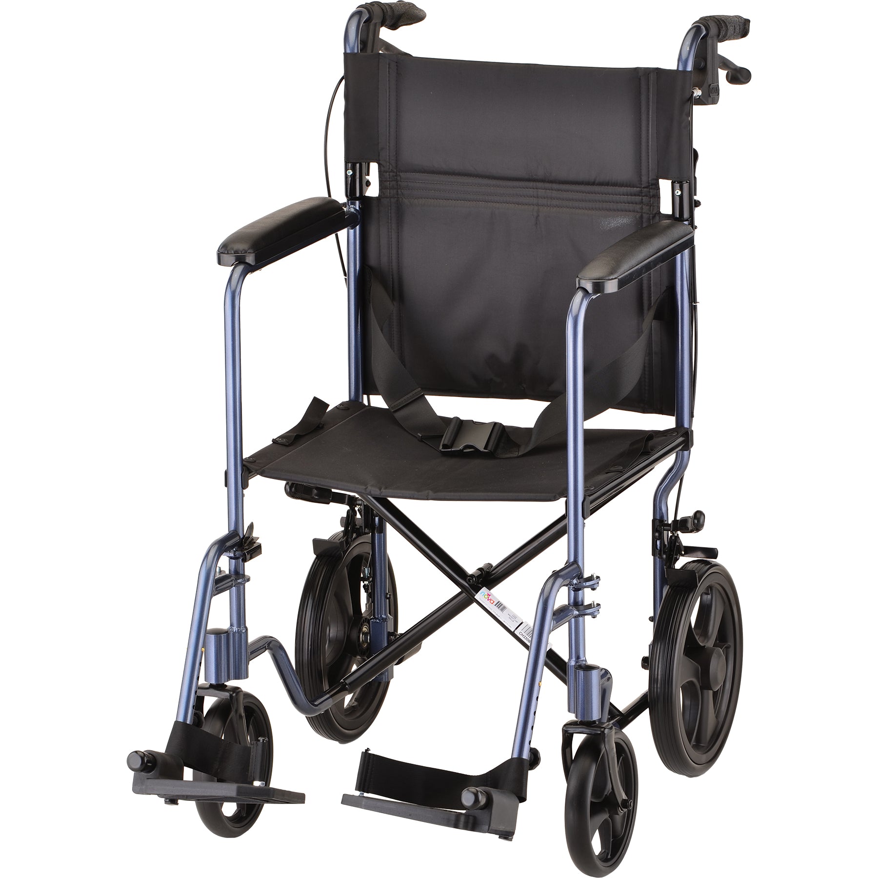 20 Inch Transport Chair with 12 Inch Rear WheelsBlue