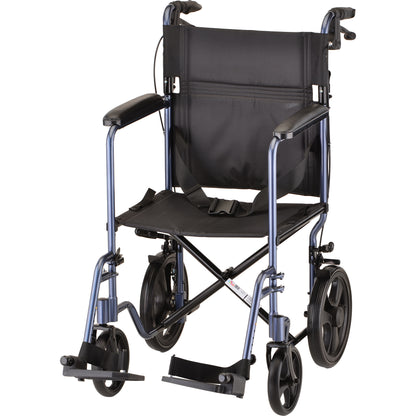 20 Inch Transport Chair with 12 Inch Rear WheelsBlue