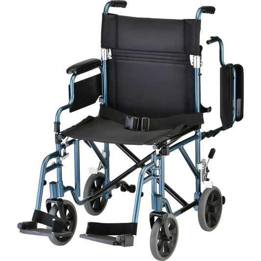 19 Inch Transport Chair with Detachable Arms