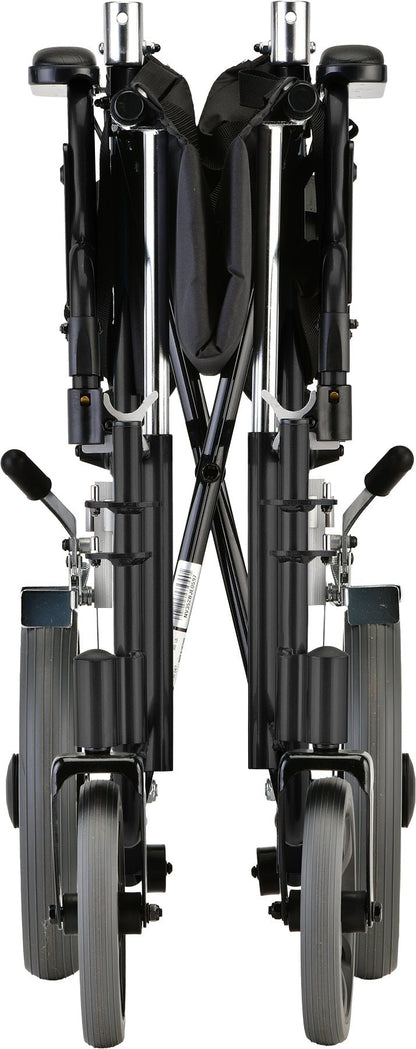 19 Inch Transport Chair with 12 Inch Rear WheelsBlack