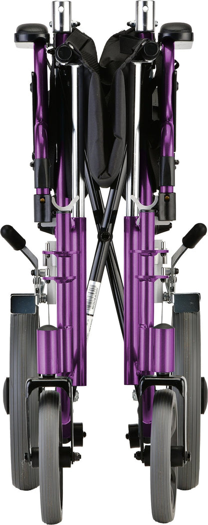 19 Inch Transport Chair with 12 Inch Rear WheelsPurple