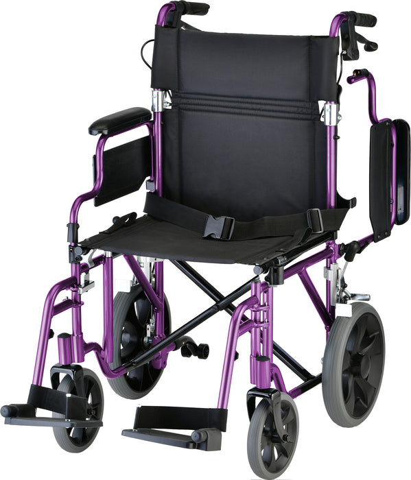 19 Inch Transport Chair with 12 Inch Rear WheelsBlack
