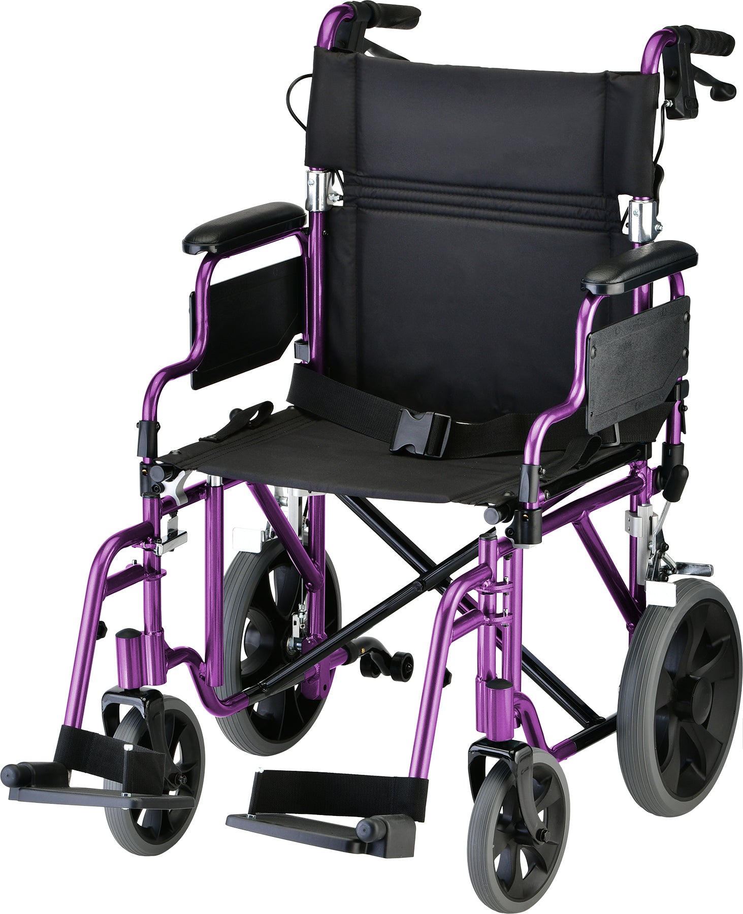 19 Inch Transport Chair with 12 Inch Rear WheelsPurple
