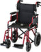 19 Inch Transport Chair with 12 Inch Rear WheelsRed