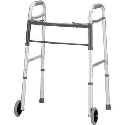 Silver Folding Walker with 5 Inch Wheels