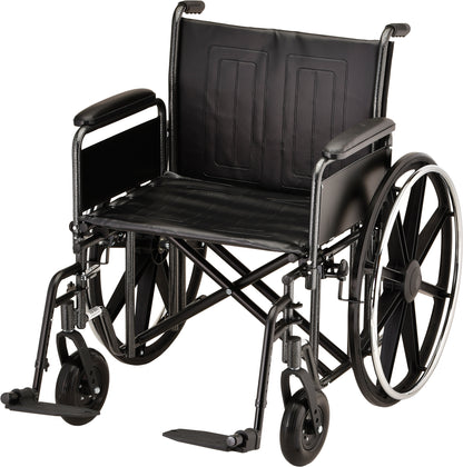 22 Inch 5221 Heavy Duty Steel Wheelchair with Detachable Full Arms